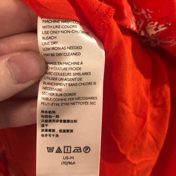 FREE PEOPLE Linen All Mine One Shoulder Red Floral Mini Dress Size Medium NWOT - Picture 11 of 12